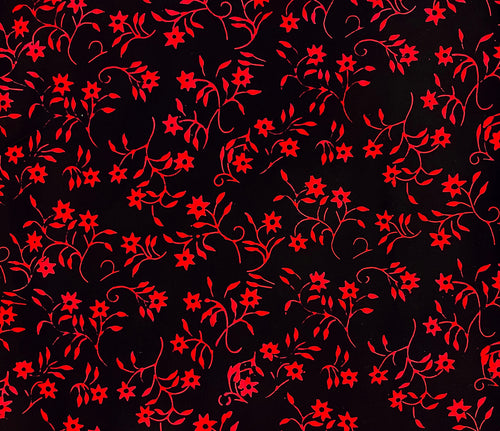 020 Red Black Delicate Floral Bali Batik Cotton Woven BTY
