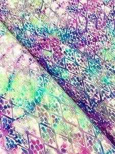 058 Purple Aqua Diamond Brickwall Bali Batik Cotton Woven BTY