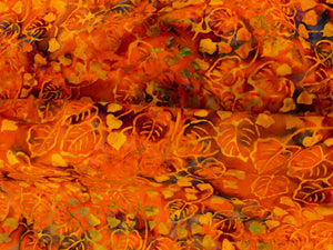 013 Dark Orange Vine Leaf Bali Batik Cotton Woven BTY