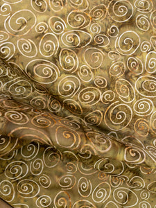 026 Olive Green Swirls Bali Batik Cotton Woven BTY
