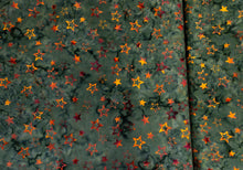Load image into Gallery viewer, 030 Hunter Green Orange Stars Bali Batik Cotton Woven BTY