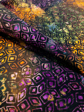 Load image into Gallery viewer, 038 Dark Green, Purple, Orange Diamonds Bali Batik Cotton Woven BTY