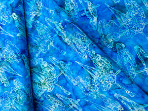050 Blue Parasol Vacation Bali Batik Cotton Woven BTY