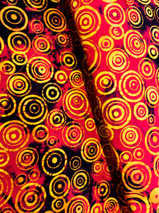 072 Red/Black with Yellow Circles Bali Batik Cotton Woven BTY