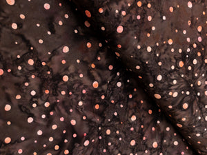 081 Dark Brown Pink Polka Dot Bali Batik Cotton Woven BTY