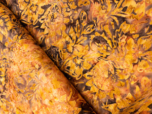 088 Golden Brown Foliage Bali Batik Cotton Woven BTY