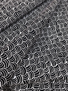 093 Black White Wave Pattern Bali Batik Cotton Woven BTY