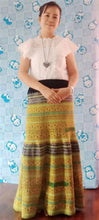 Load image into Gallery viewer, Hill Tribe Cross Stitch Skirt Pieces-Blue, Turquoise and Purple