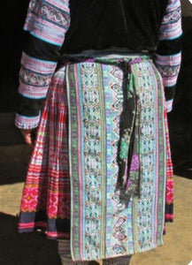 Hill Tribe Cross Stitch Skirt Pieces-Purple and Green