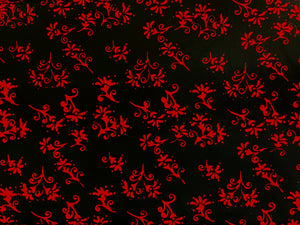 021 Red Black Stamped Floral Bali Batik Cotton Woven BTY