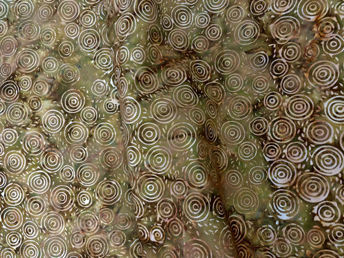 028 Olive Green Circles Bali Batik Cotton Woven BTY