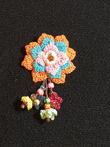 Pins Made by Hand Crochet with Hanging Beads