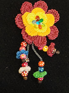 Pins Made by Hand Crochet with Hanging Beads