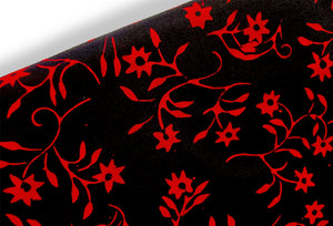 020 Red Black Delicate Floral Bali Batik Cotton Woven BTY