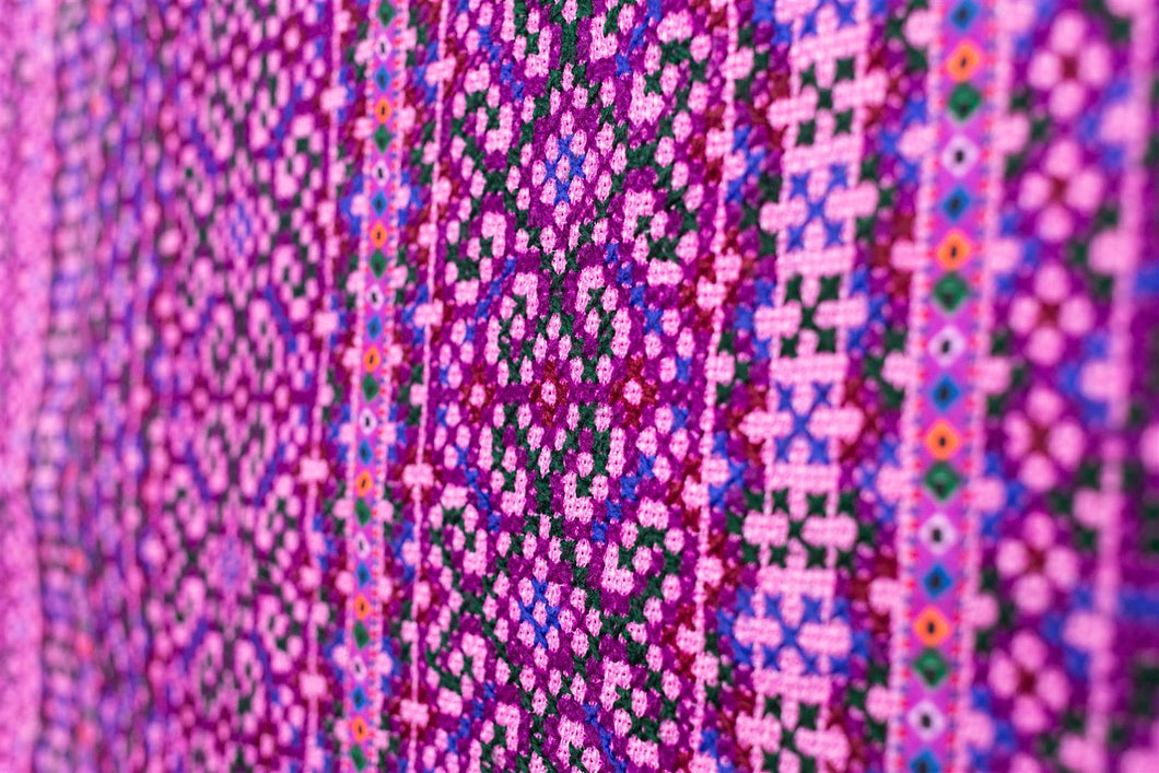 Hill Tribe Cross Stitch Skirt Pieces-Pink and Purple