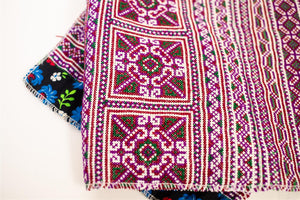 Hill Tribe Cross Stitch Skirt Pieces-Purple and Green