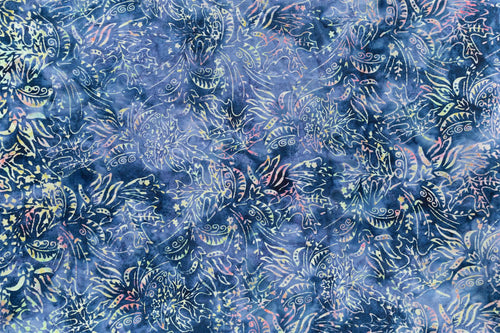 054 Bali Batiks Blue Jean Leaf Print