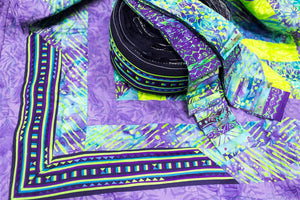 Bali Cotton Batik Strip Kits-02910 Blue, Turquiose, Lime Green