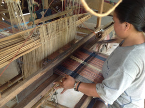 Hill Tribe Pwo Karen Weavings #1 Green, Copper Brown